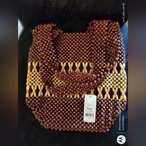 Apt. 9 Brown and Tan Beaded Shoulder Bag